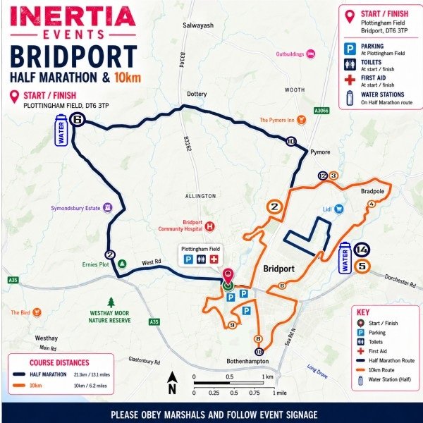 Somerset Half Marathon and 10km route map